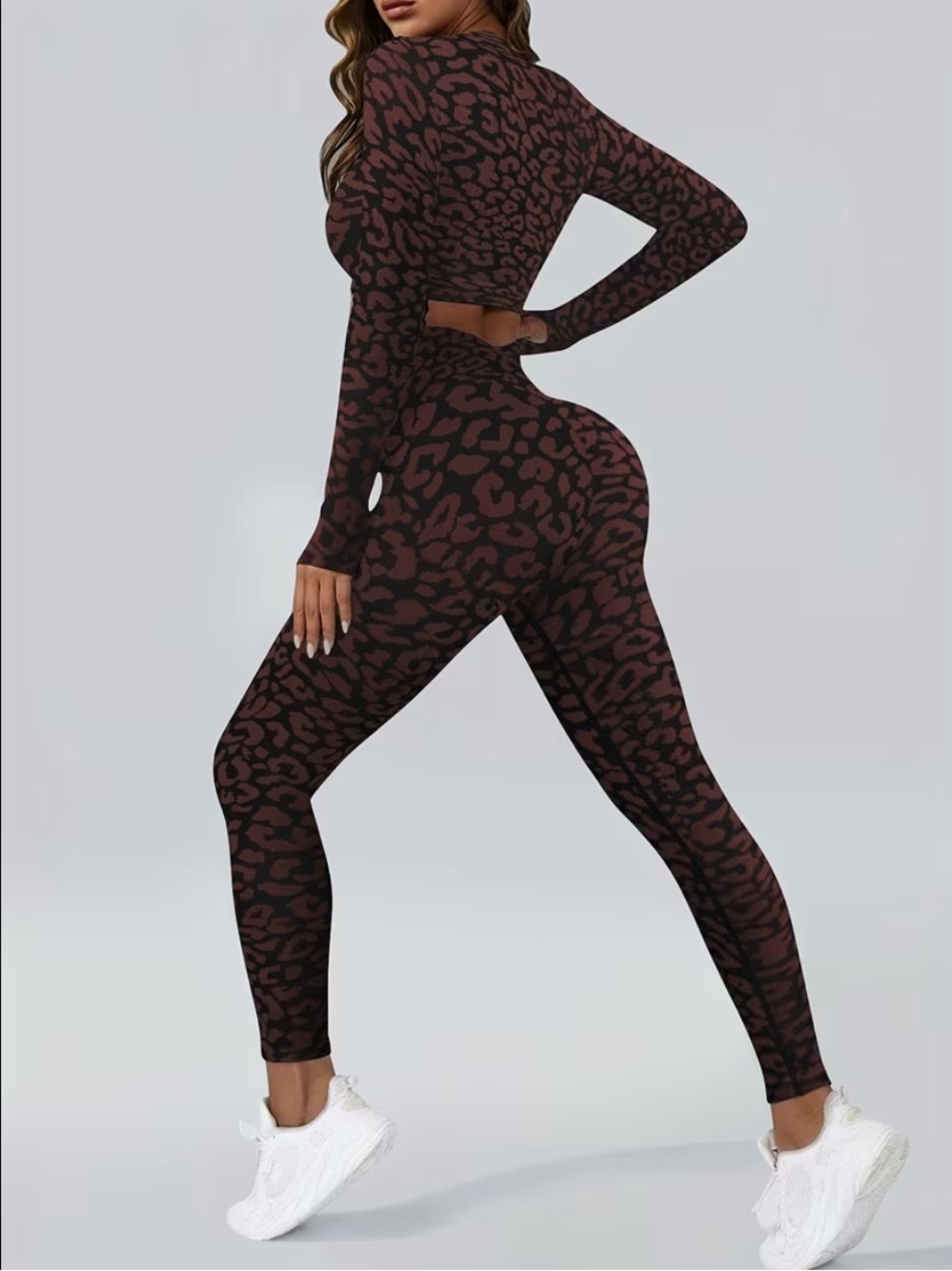 Leopard Print High-Waist Women’s Leggings - Brown/Black